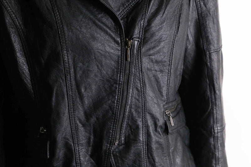 zip gimmick design leather riders jacket