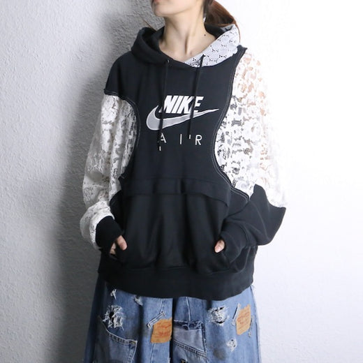 "Re:make" lace docking hoodie