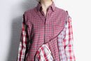 "Re:make" asymmetry check half button shirt