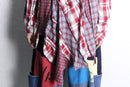 "Re:make" asymmetry check half button shirt