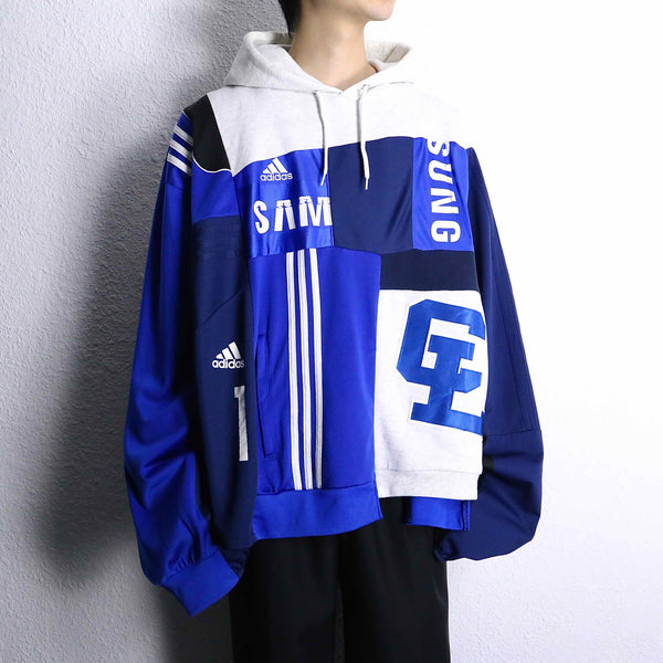 "Re:make" track×sweat docking dolman big hoodie