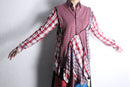 "Re:make" asymmetry check half button shirt
