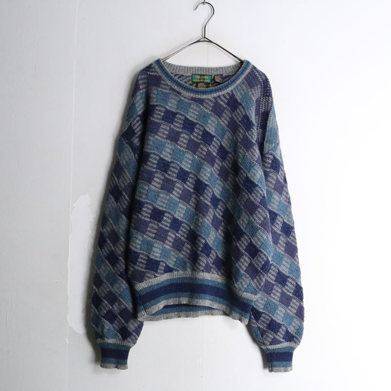 purple × blue short length knit