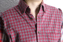 "Re:make" asymmetry check half button shirt