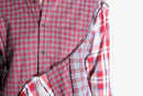 "Re:make" asymmetry check half button shirt