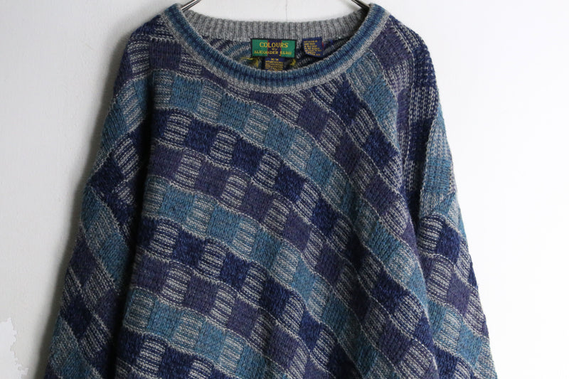 purple × blue short length knit