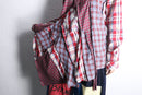 "Re:make" asymmetry check half button shirt