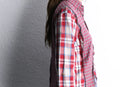 "Re:make" asymmetry check half button shirt