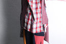 "Re:make" asymmetry check half button shirt