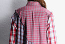 "Re:make" asymmetry check half button shirt