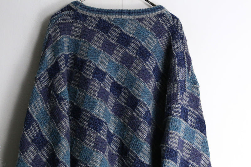 purple × blue short length knit