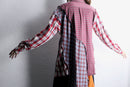 "Re:make" asymmetry check half button shirt