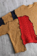 “Re:make” multi knit patchwork sweater
