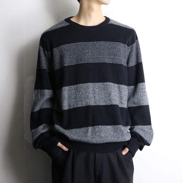 black × gray border pattern cotton knit