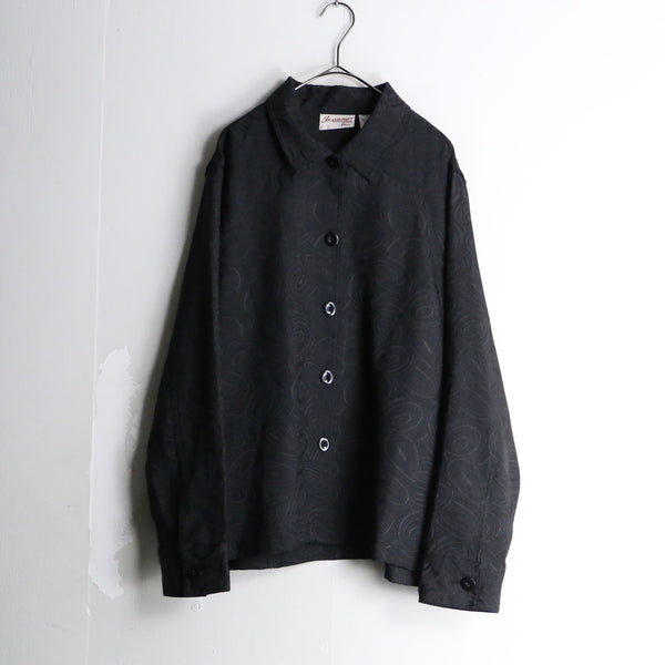 black jacquard big paisley design shirt jacket