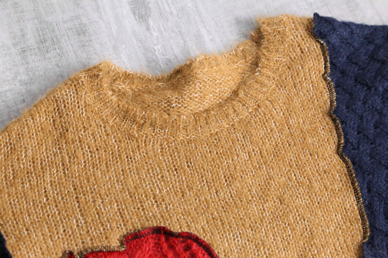“Re:make” multi knit patchwork sweater