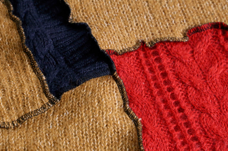 “Re:make” multi knit patchwork sweater
