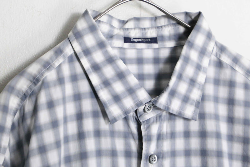 “Zegna Sport” gray shadow check cotton shirt