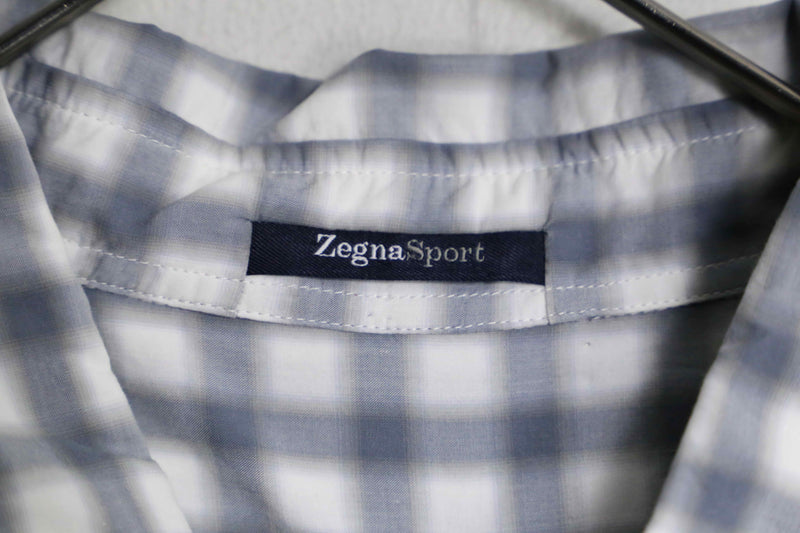 “Zegna Sport” gray shadow check cotton shirt