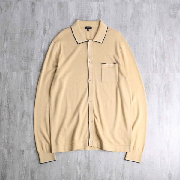 cream stripetip knit polo