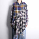 "Re:make" check asymmetry patckwork shirt pullover