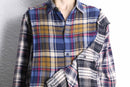 "Re:make" check asymmetry patckwork shirt pullover
