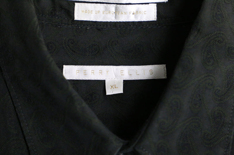 "PERRY ELLIS" black paisley dress shirt