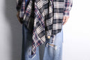 "Re:make" check asymmetry patckwork shirt pullover