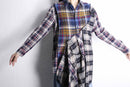 "Re:make" check asymmetry patckwork shirt pullover