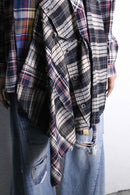 "Re:make" check asymmetry patckwork shirt pullover
