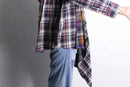 "Re:make" check asymmetry patckwork shirt pullover