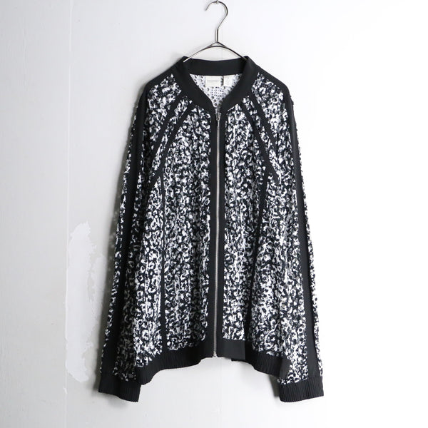 "CHICO'S" monotone mesh knit design blouson