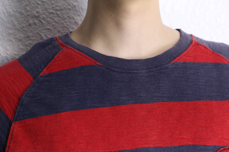 "Timberland" red × black border long T-shirt