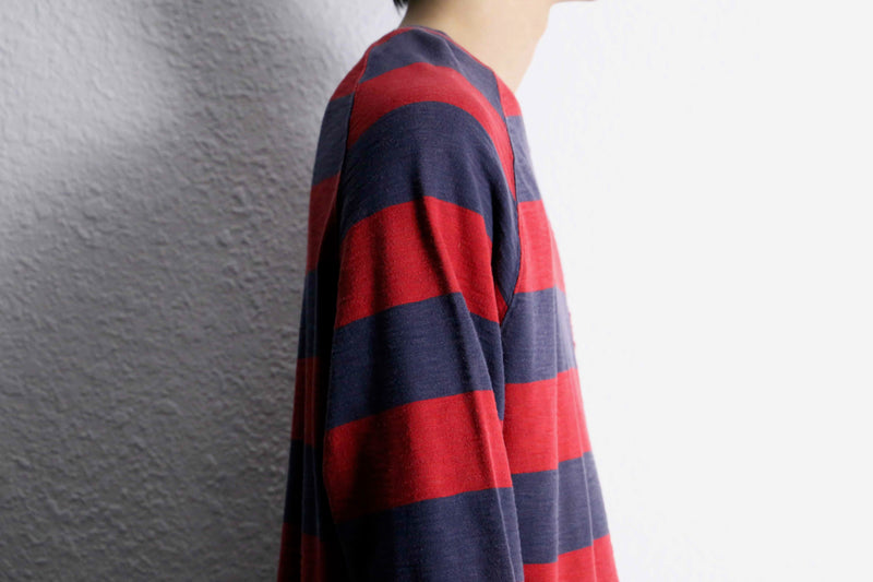 "Timberland" red × black border long T-shirt