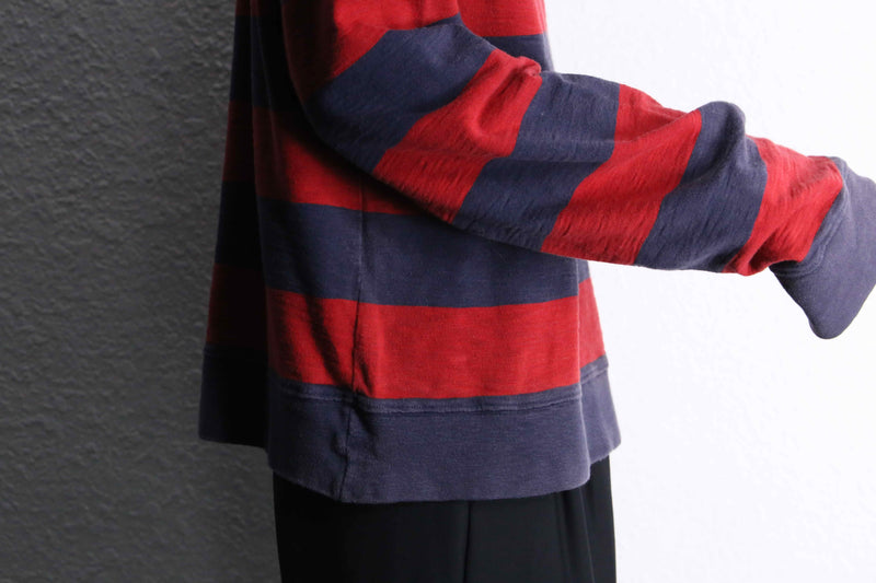 "Timberland" red × black border long T-shirt