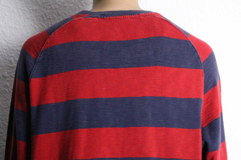 "Timberland" red × black border long T-shirt