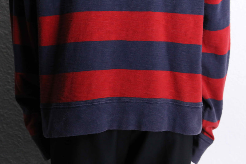"Timberland" red × black border long T-shirt