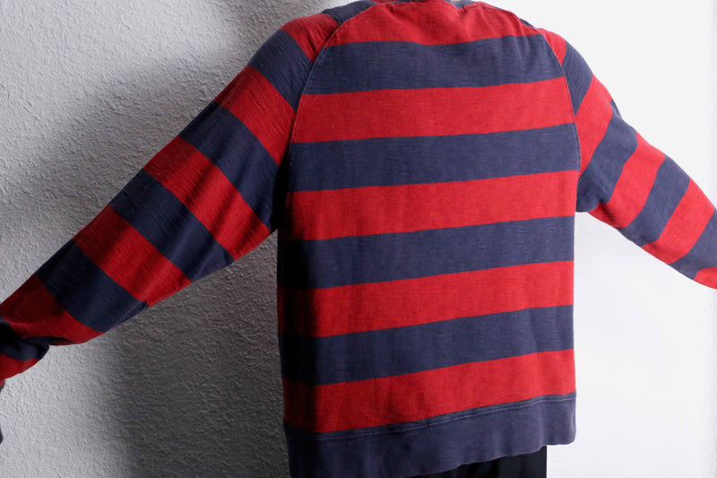"Timberland" red × black border long T-shirt