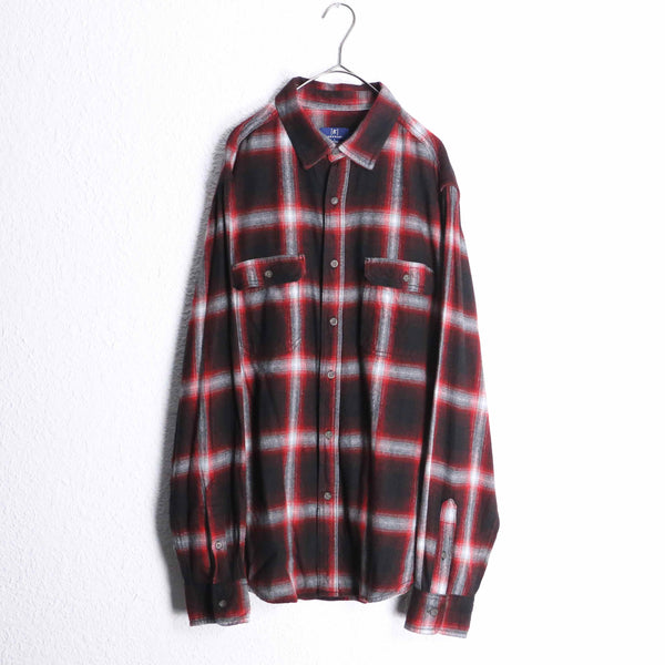 00's ombre check flannel shirt