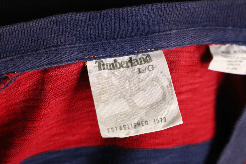 "Timberland" red × black border long T-shirt
