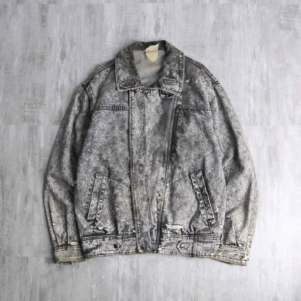 washed zip up denim jacket