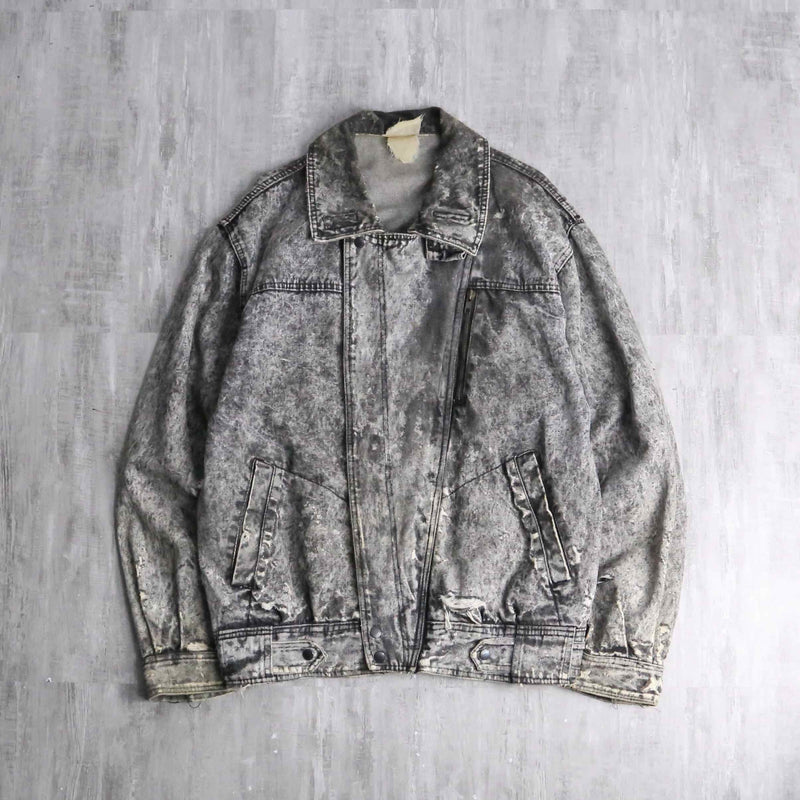 washed zip up denim jacket