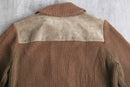 milk brown color suede leather × knit jacket