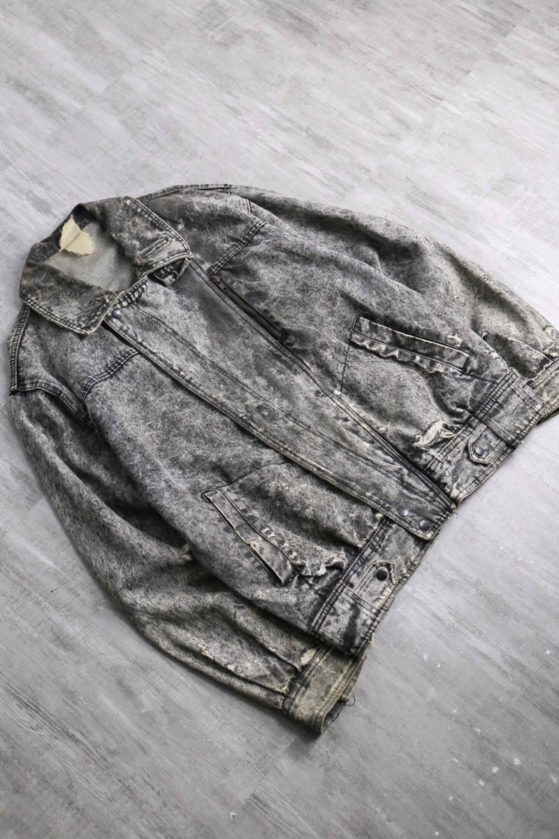 washed zip up denim jacket