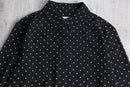black color white dot sheer L/S shirt