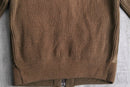 milk brown color suede leather × knit jacket