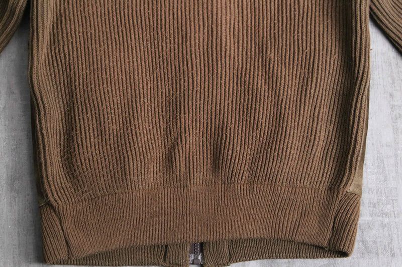 milk brown color suede leather × knit jacket