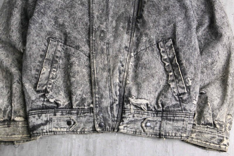 washed zip up denim jacket