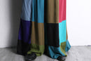 multi color patchwork wide flare easy pants