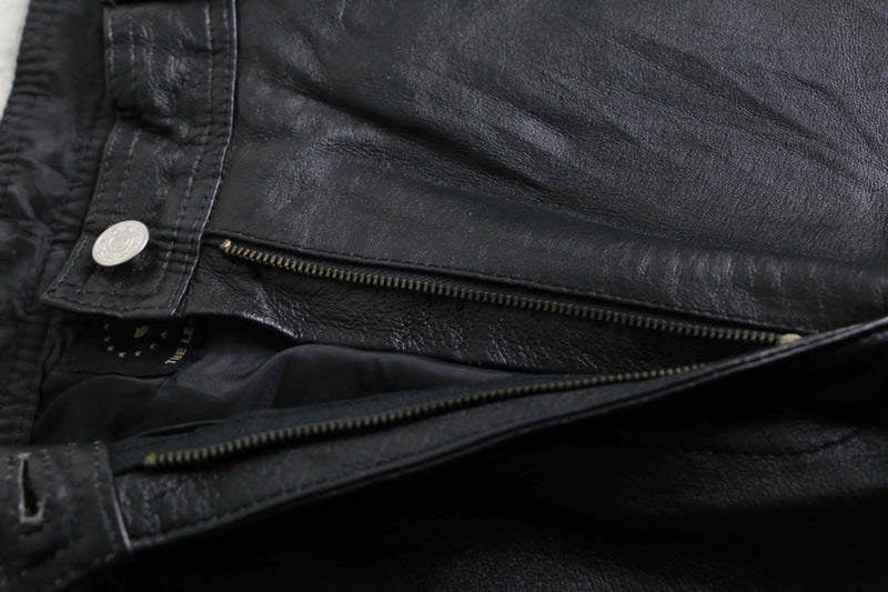 black color buggy straight leather pants